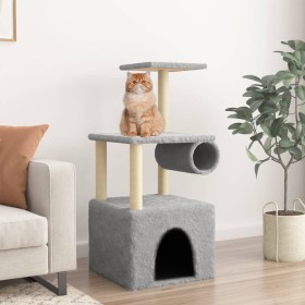 Árbol rascador gatos con postes de sisal gris claro 109,5 cm