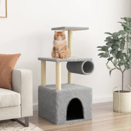 Cat scratching tree with light gray sisal posts 109.5 cm by vidaXL, Cat furniture - Ref: Foro24-172059, Price: 30,59 €, Disco...