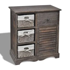 Wardrobe with 3 woven baskets on the left brown wood by vidaXL, Lockers and storage cabinets - Ref: Foro24-240795, Price: 168...