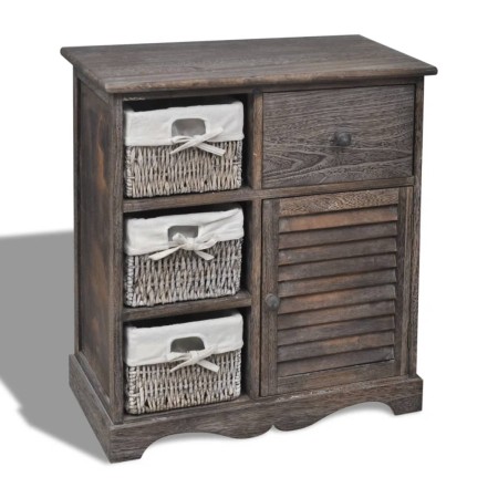 Wardrobe with 3 woven baskets on the left brown wood by vidaXL, Lockers and storage cabinets - Ref: Foro24-240795, Price: 172...