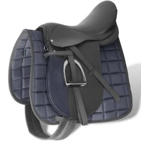 17,5" und 12 cm großes Pferdesattelset aus schwarzem Leder, 5 in 1 von vidaXL, Rahmen - Ref: Foro24-90644, Preis: 203,67 €, R...