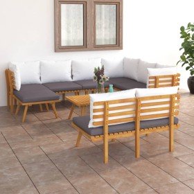 Muebles de jardín 9 piezas con cojines madera maciza de acacia en Conjuntos de jardín | Comprar online en Foro24