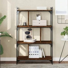Bookshelf 4 shelves wood engineering brown oak 76x32x123 cm by vidaXL, Bookcases and shelves - Ref: Foro24-833939, Price: 63,...