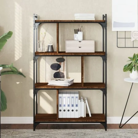 Bookshelf 4 shelves wood engineering brown oak 76x32x123 cm by vidaXL, Bookcases and shelves - Ref: Foro24-833939, Price: 63,...