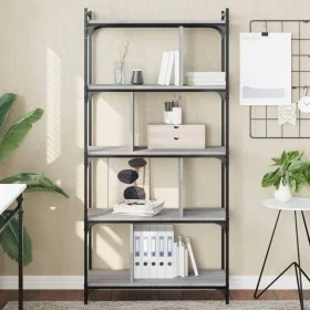Sonoma gray engineered wood 5-shelf bookcase 76x32x158 cm by vidaXL, Bookcases and shelves - Ref: Foro24-833943, Price: 77,50...