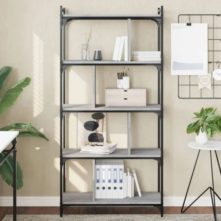 Sonoma gray engineered wood 5-shelf bookcase 76x32x158 cm by vidaXL, Bookcases and shelves - Ref: Foro24-833943, Price: 77,50...