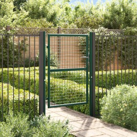 Puerta de valla de acero 100 x 125 cm verde en Puertas de jardín | Comprar online en Foro24