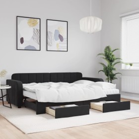 Trundle sofa bed with drawers black velvet 80x200 cm by vidaXL, Beds and slatted bases - Ref: Foro24-3196998, Price: 457,19 €...