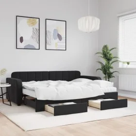 Trundle sofa bed with drawers black velvet 80x200 cm by vidaXL, Beds and slatted bases - Ref: Foro24-3196998, Price: 456,98 €...