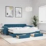 Trundle sofa bed with drawers blue velvet 90x200 cm by vidaXL, Beds and slatted bases - Ref: Foro24-3197000, Price: 510,49 €,...