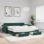 Sofá cama nido con cajones terciopelo verde oscuro 100x200 cm de vidaXL, Camas y somieres - Ref: Foro24-3197010, Precio: 473,...