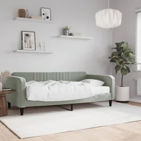 Sofá cama con colchón terciopelo gris claro 90x190 cm de vidaXL, Camas y somieres - Ref: Foro24-3197052, Precio: 296,20 €, De...