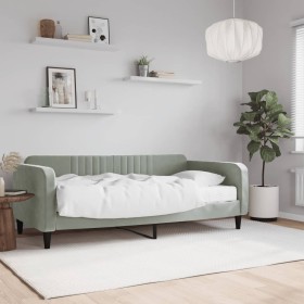 Sofá cama con colchón terciopelo gris claro 90x190 cm