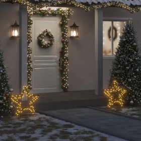 Estrella de luz decorativa Navidad con estacas 80 LED 60 cm