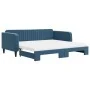 Trundle sofa bed with blue velvet mattress 100x200 cm by vidaXL, Beds and slatted bases - Ref: Foro24-3197093, Price: 427,59 ...