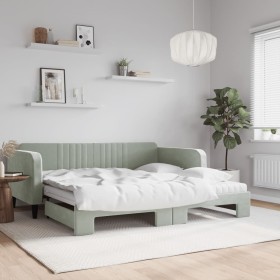 Sofá cama nido con colchón terciopelo gris claro 100x200 cm de vidaXL, Camas y somieres - Ref: Foro24-3197094, Precio: 435,03...
