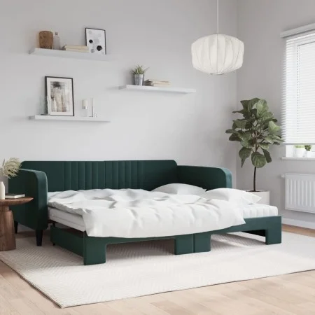 Sofá cama nido con colchón terciopelo verde oscuro 100x200 cm de vidaXL, Camas y somieres - Ref: Foro24-3197096, Precio: 420,...
