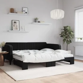 Sofá cama nido con colchón terciopelo negro 100x200 cm de vidaXL, Camas y somieres - Ref: Foro24-3197098, Precio: 433,19 €, D...