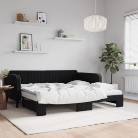 Sofá cama nido con colchón terciopelo negro 100x200 cm de vidaXL, Camas y somieres - Ref: Foro24-3197098, Precio: 440,46 €, D...