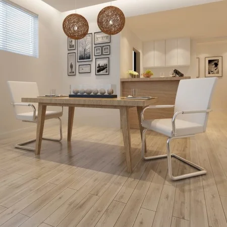 Freischwinger-Esszimmerstühle, 2 Einheiten, weißes Kunstleder von vidaXL, Essstühle - Ref: Foro24-240994, Preis: 172,53 €, Ra...