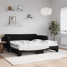 Trundle sofa bed with black velvet mattress 90x190 cm by vidaXL, Beds and slatted bases - Ref: Foro24-3197102, Price: 390,52 ...