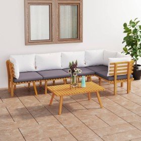 Muebles de jardín 6 piezas con cojines madera maciza de acacia en Conjuntos de jardín | Comprar online en Foro24