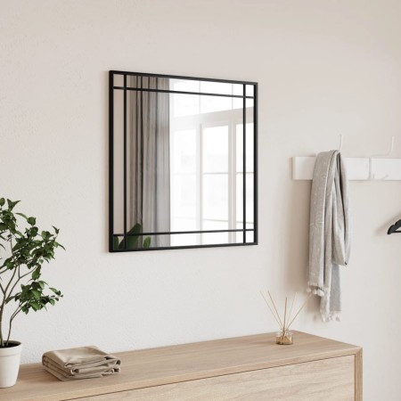 Espejo de pared cuadrado de hierro negro 50x50 cm de vidaXL, Espejos - Ref: Foro24-358634, Precio: 49,09 €, Descuento: %