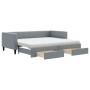 Trundle sofa bed with drawers light gray fabric 90x200 cm by vidaXL, Beds and slatted bases - Ref: Foro24-3196632, Price: 462...