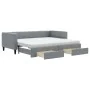 Trundle sofa bed with drawers light gray fabric 90x200 cm by vidaXL, Beds and slatted bases - Ref: Foro24-3196632, Price: 480...
