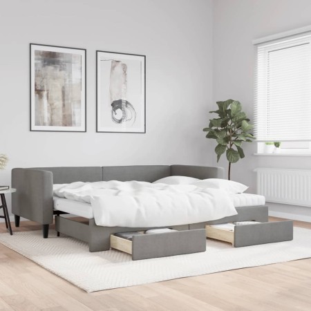 Sofá cama nido con cajones tela gris oscuro 90x200 cm de vidaXL, Camas y somieres - Ref: Foro24-3196633, Precio: 462,40 €, De...