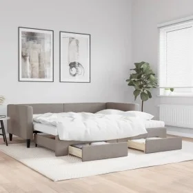 Trundle sofa bed with drawers taupe gray fabric 90x200 cm by vidaXL, Beds and slatted bases - Ref: Foro24-3196635, Price: 478...