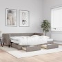 Sofá cama nido con cajones tela gris taupe 90x200 cm de vidaXL, Camas y somieres - Ref: Foro24-3196635, Precio: 480,65 €