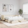 Trundle sofa bed with drawers cream fabric 90x200 cm by vidaXL, Beds and slatted bases - Ref: Foro24-3196636, Price: 475,48 €...