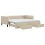 Trundle sofa bed with drawers cream fabric 90x200 cm by vidaXL, Beds and slatted bases - Ref: Foro24-3196636, Price: 477,49 €...
