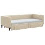 Trundle sofa bed with drawers cream fabric 90x200 cm by vidaXL, Beds and slatted bases - Ref: Foro24-3196636, Price: 475,48 €...