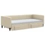 Trundle sofa bed with drawers cream fabric 90x200 cm by vidaXL, Beds and slatted bases - Ref: Foro24-3196636, Price: 477,49 €...
