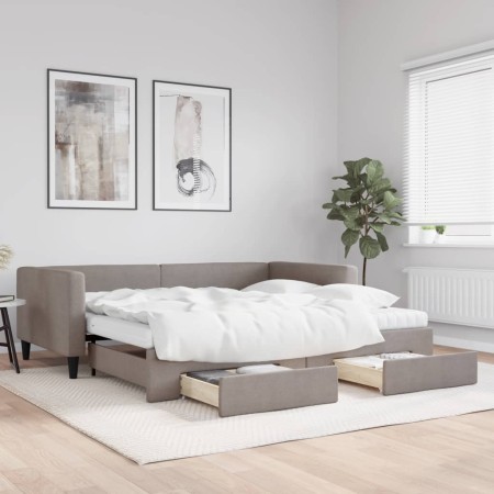 Sofá cama nido con cajones tela gris taupe 100x200 cm de vidaXL, Camas y somieres - Ref: Foro24-3196640, Precio: 475,22 €, De...