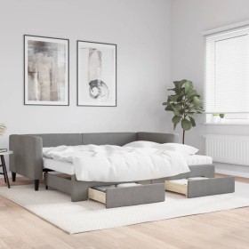 Trundle sofa bed with drawers dark gray fabric 90x190 cm by vidaXL, Beds and slatted bases - Ref: Foro24-3196643, Price: 471,...