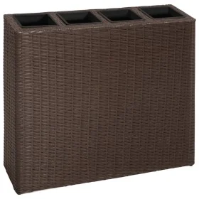 Hoher Pflanzkasten mit 4 braunen synthetischen Rattantöpfen von vidaXL, Töpfe und Pflanzgefäße - Ref: Foro24-41085, Preis: 11...