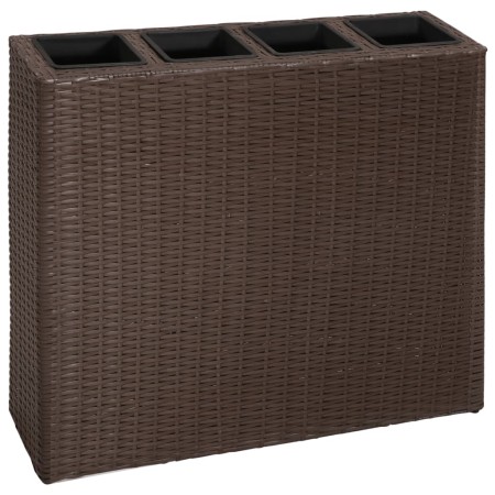 Hoher Pflanzkasten mit 4 braunen synthetischen Rattantöpfen von vidaXL, Töpfe und Pflanzgefäße - Ref: Foro24-41085, Preis: 11...