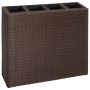 Hoher Pflanzkasten mit 4 braunen synthetischen Rattantöpfen von vidaXL, Töpfe und Pflanzgefäße - Ref: Foro24-41085, Preis: 11...