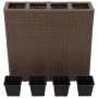 Jardinera alta con 4 macetas ratán sintético marrón de vidaXL, Maceteros y jardineras - Ref: Foro24-41085, Precio: 112,69 €