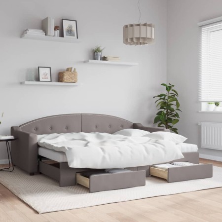 Trundle sofa bed with drawers taupe gray fabric 80x200 cm by vidaXL, Beds and slatted bases - Ref: Foro24-3197582, Price: 458...
