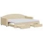 Trundle sofa bed with drawers cream fabric 80x200 cm by vidaXL, Beds and slatted bases - Ref: Foro24-3197583, Price: 458,75 €...