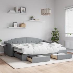 Sofá cama nido con cajones tela gris claro 90x200 cm de vidaXL, Camas y somieres - Ref: Foro24-3197584, Precio: 486,61 €, Des...