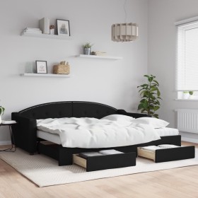 Sofá cama nido con cajones tela negro 90x200 cm de vidaXL, Camas y somieres - Ref: Foro24-3197586, Precio: 483,36 €, Descuent...