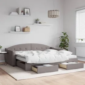 Trundle sofa bed with drawers taupe gray fabric 90x200 cm by vidaXL, Beds and slatted bases - Ref: Foro24-3197587, Price: 484...