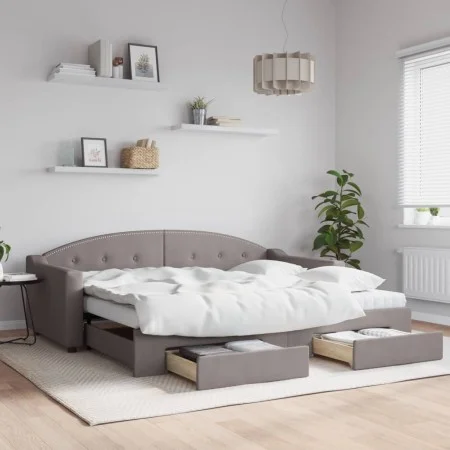 Trundle sofa bed with drawers taupe gray fabric 90x200 cm by vidaXL, Beds and slatted bases - Ref: Foro24-3197587, Price: 484...