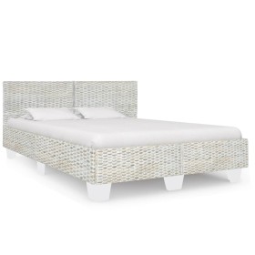 Grauer Bettrahmen aus natürlichem Rattan, 140 x 200 cm von vidaXL, Betten und Lattenroste - Ref: Foro24-283091, Preis: 301,44...