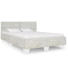 Gray natural rattan bed frame 140x200 cm by vidaXL, Beds and slatted bases - Ref: Foro24-283091, Price: 296,43 €, Discount: %
